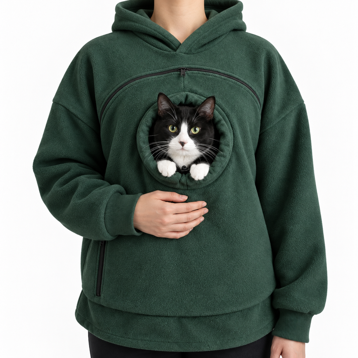 PawTee Cat Carrier Hoodie — Zip-Up Front Pouch