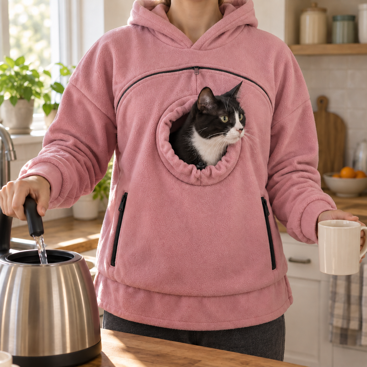 PawTee Cat Carrier Hoodie — Zip-Up Front Pouch