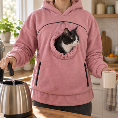 PawTee Cat Carrier Hoodie — Zip-Up Front Pouch