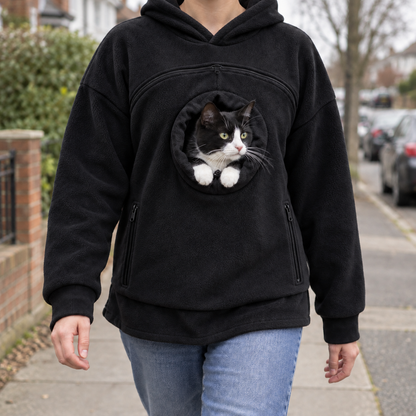 PawTee Cat Carrier Hoodie — Zip-Up Front Pouch